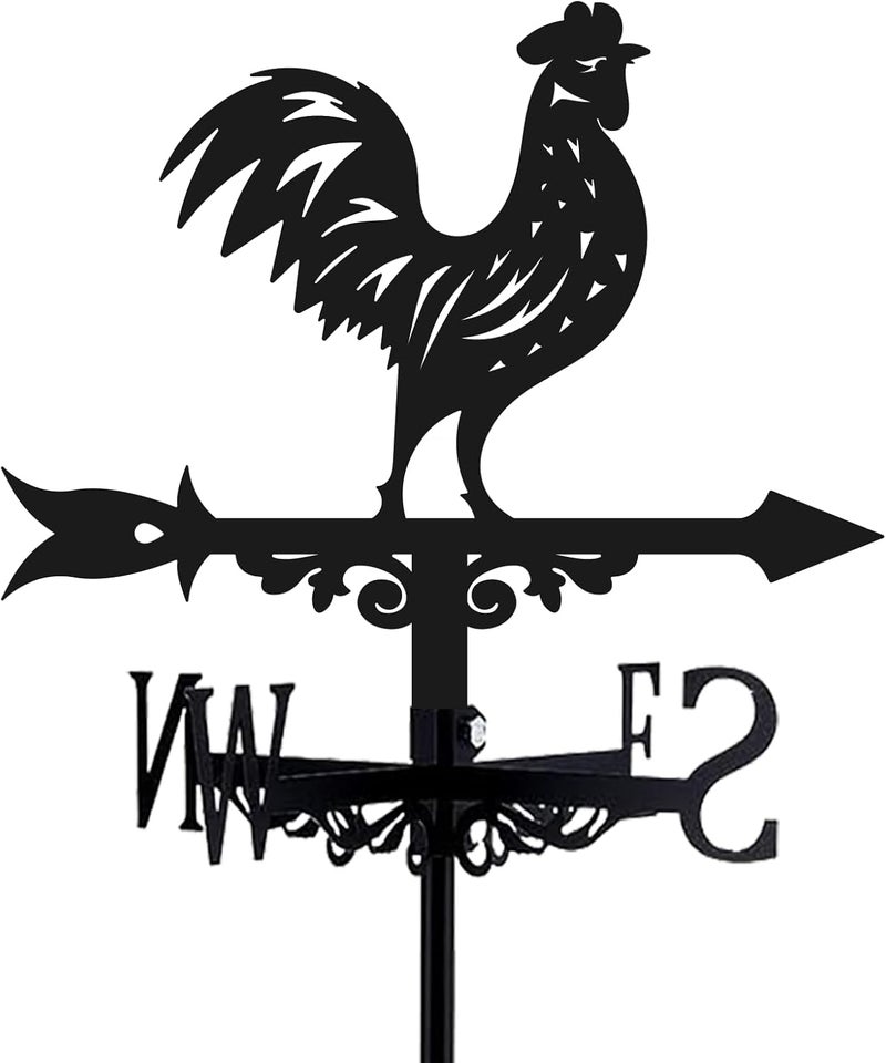 beinkmake 3D Rooster Weathervane Metal Wind Vane Weathercock Garden Decoration Wind Direction Indicator Stake Roof Mount Ornament for Farmhouse Yard Outdoor - Image 1